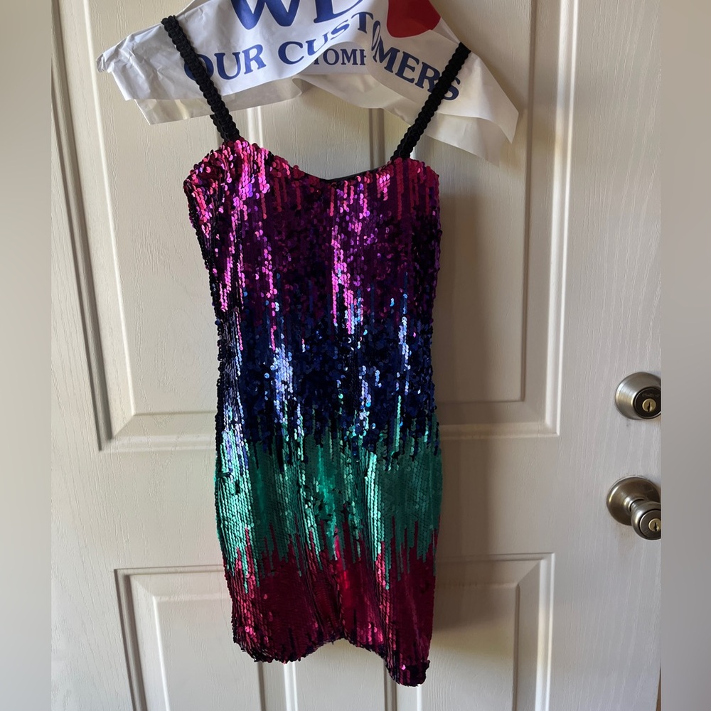 As U Wish Multicolor Sequin Mini Dress